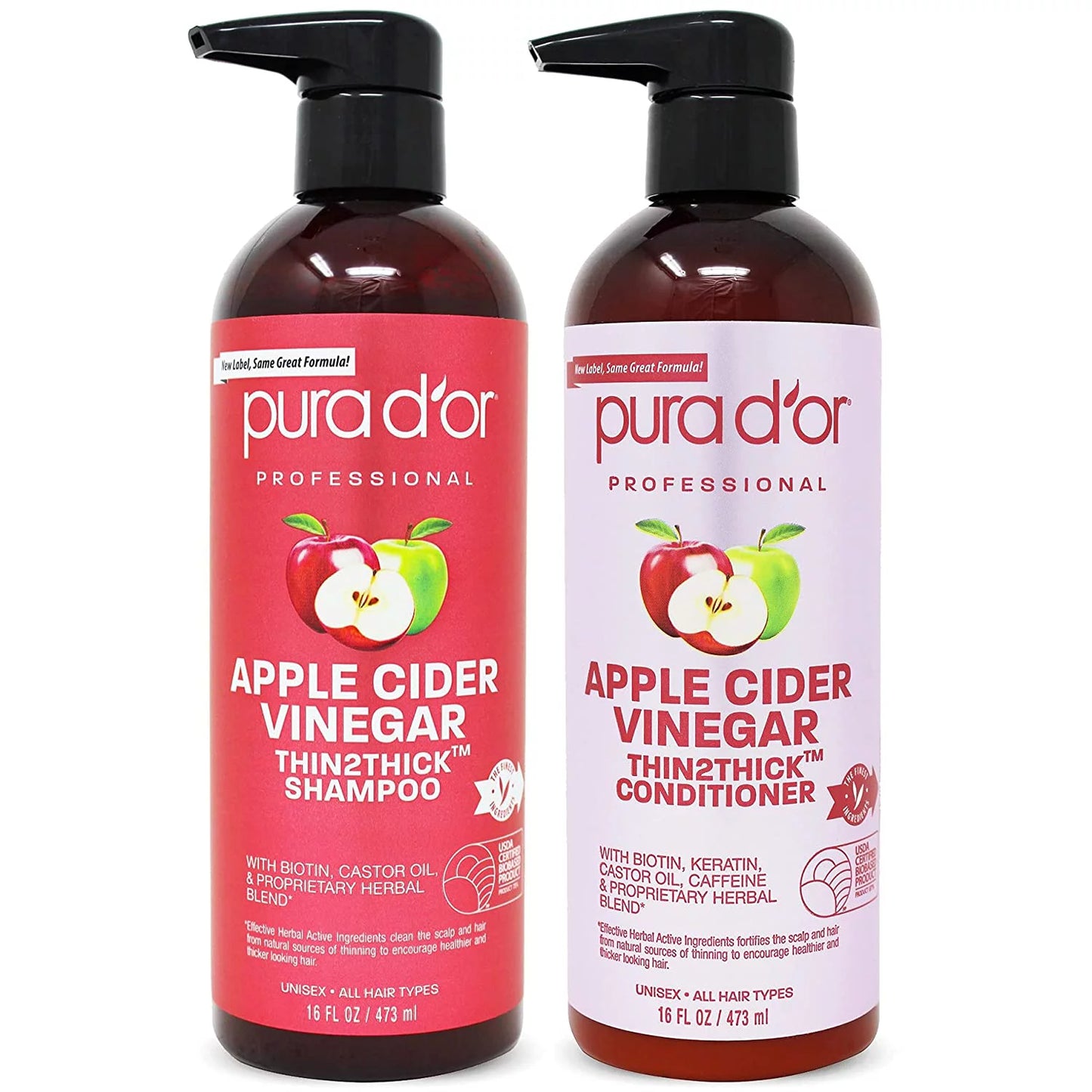 Pura d'or Apple Cider Vinegar Thin2Thick Clarifying and Detoxing Shampoo & Conditioner Duo