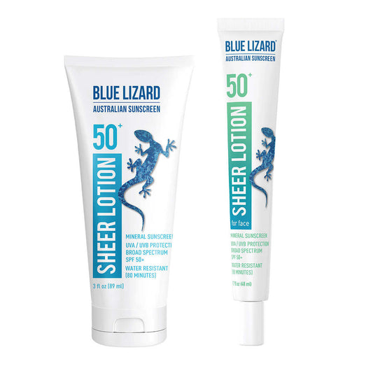 BLUE LIZARD Sheer Sunscreen Body & Face SPF 50+, 3.0 fl oz + 1.7 fl oz