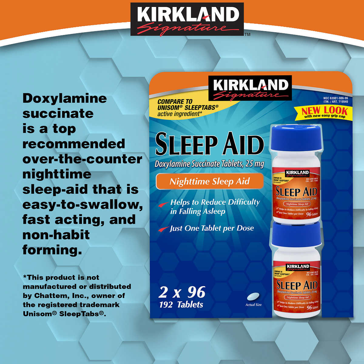 Kirkland Signature Nighttime Sleep Aid, 192 Tablets