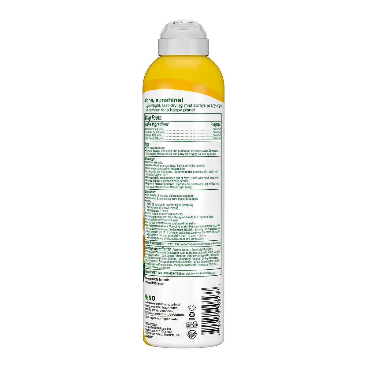 Alba Botanica Hawaiian Sunscreen Spray SPF 50, 8 oz, 2-pack