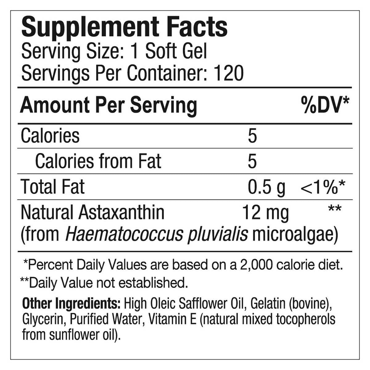 BioAstin Hawaiian Astaxanthin 12 mg., 120 Soft Gels