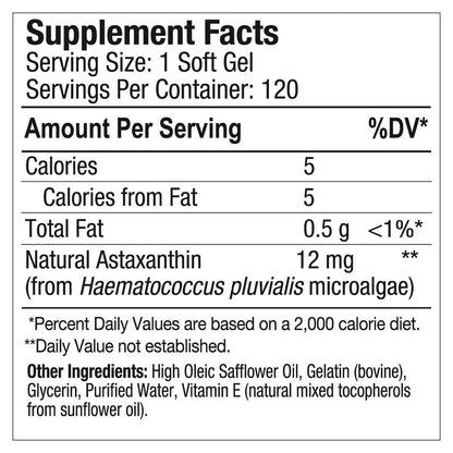 BioAstin Hawaiian Astaxanthin 12 mg., 120 Soft Gels