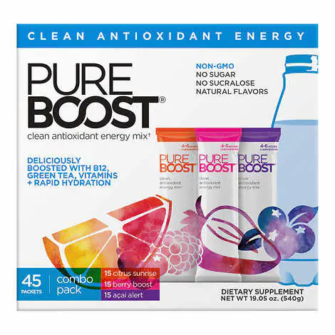 Pureboost Energy Drink Mix, Variety Pack, 45 Packets