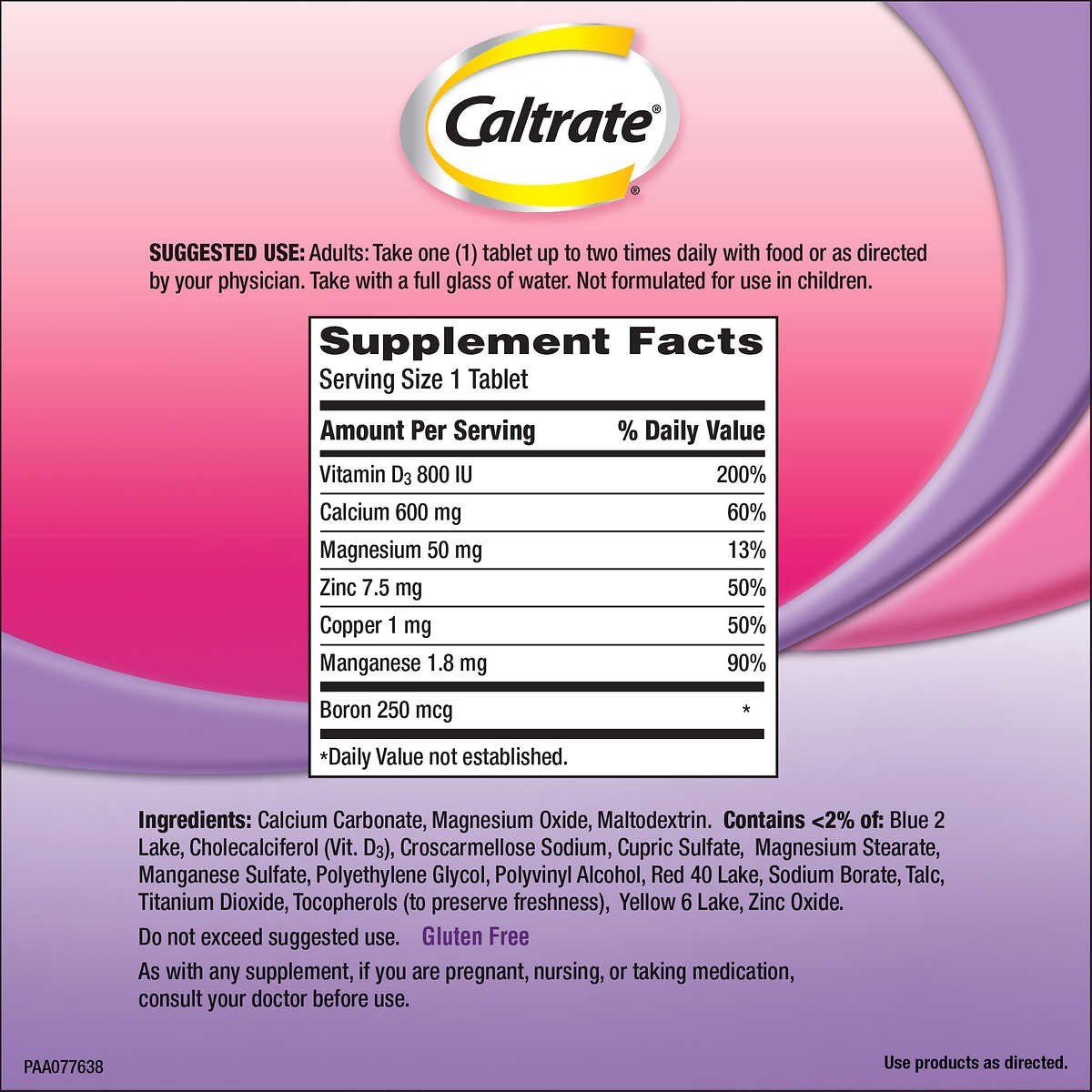 Caltrate Bone Health Advanced 600+D3 Plus Minerals, 320 Tablets